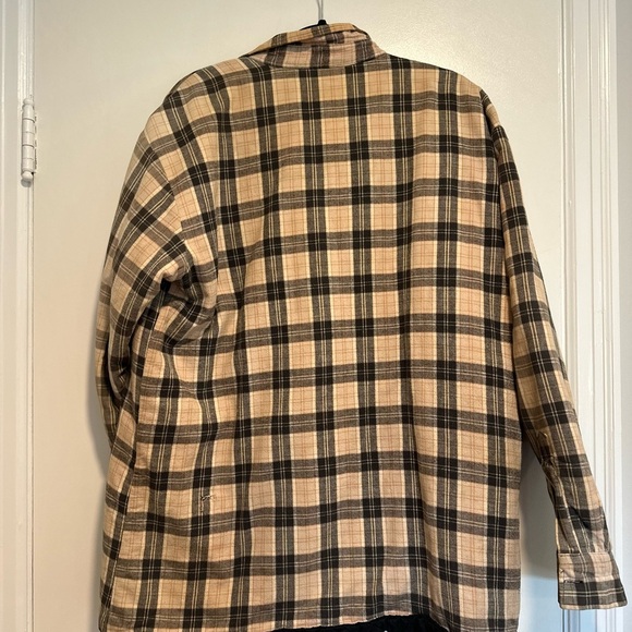 VTG 80s/90s Lee Tan Black Quilted Lined Tartan Plaid Button Up Shacket. - Picture 2 of 10